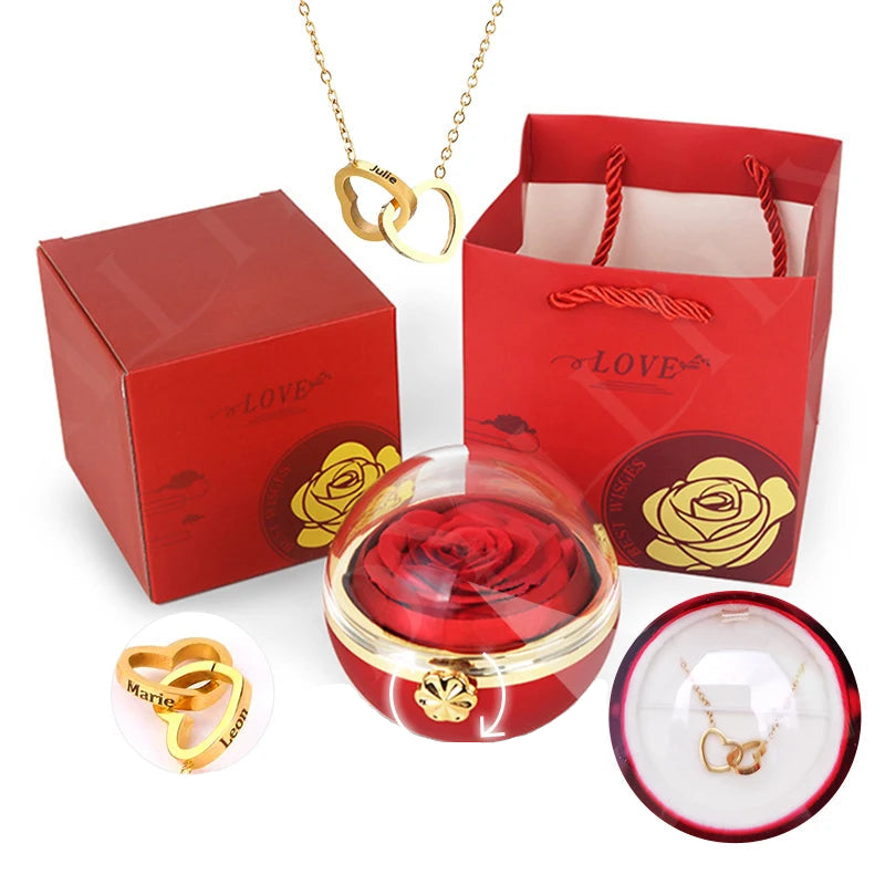 Lourina Eternal Rose Box & Personalized Necklace Gift